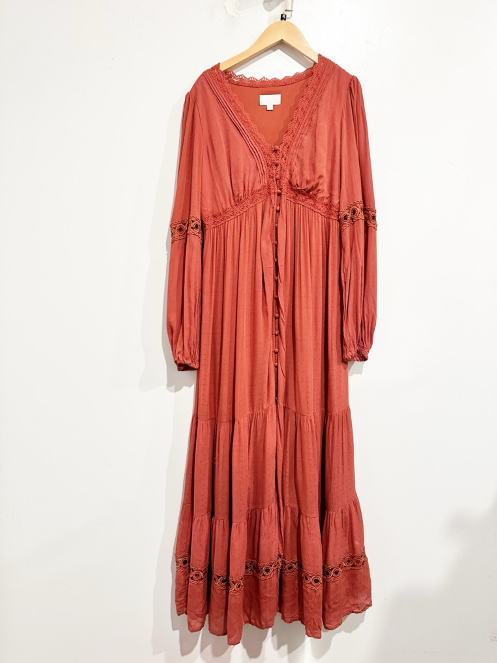 A Collective Story Orange Lace Trim Maxi Dress Size XS